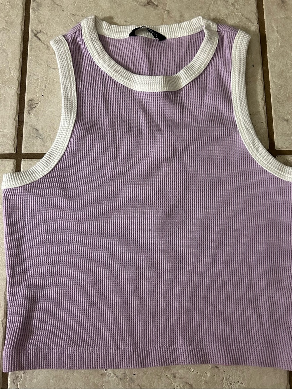 Ribbed Lavender Tank with White Trim - Women's Intimates size L rarely used